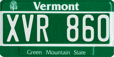 VT license plate XVR860