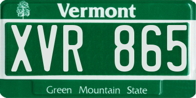 VT license plate XVR865