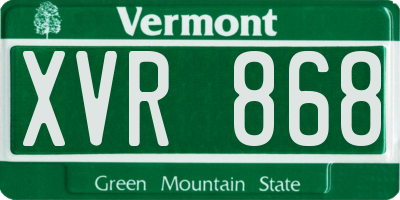 VT license plate XVR868