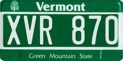 VT license plate XVR870