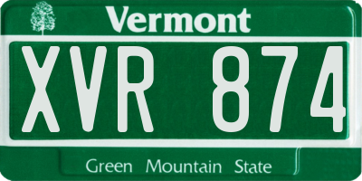 VT license plate XVR874