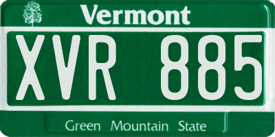 VT license plate XVR885