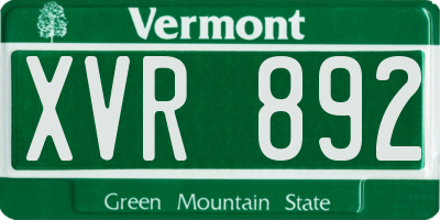 VT license plate XVR892