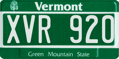 VT license plate XVR920