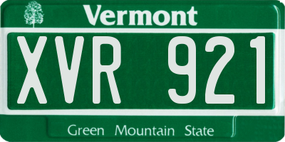 VT license plate XVR921