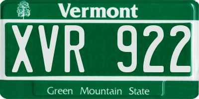 VT license plate XVR922