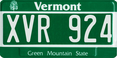 VT license plate XVR924