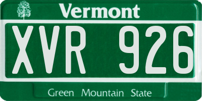 VT license plate XVR926