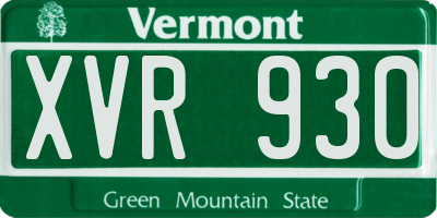 VT license plate XVR930