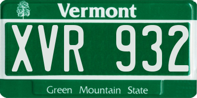 VT license plate XVR932