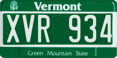 VT license plate XVR934