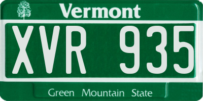 VT license plate XVR935