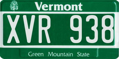 VT license plate XVR938
