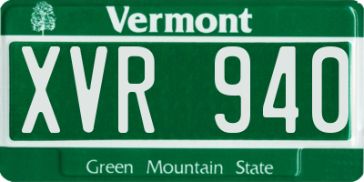 VT license plate XVR940