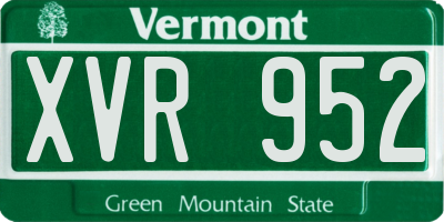 VT license plate XVR952