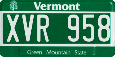 VT license plate XVR958