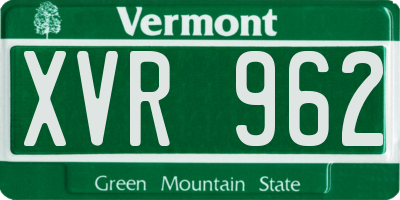 VT license plate XVR962
