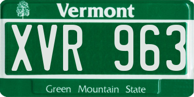 VT license plate XVR963