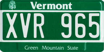 VT license plate XVR965