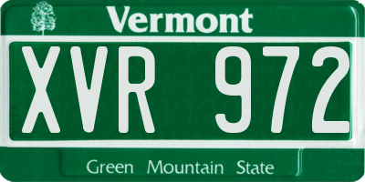 VT license plate XVR972