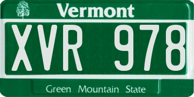 VT license plate XVR978