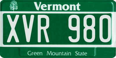 VT license plate XVR980
