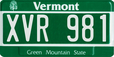 VT license plate XVR981
