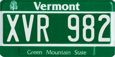 VT license plate XVR982