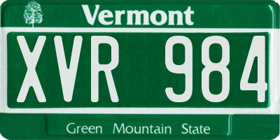 VT license plate XVR984