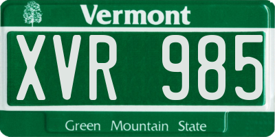 VT license plate XVR985