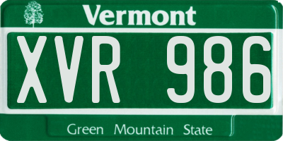 VT license plate XVR986
