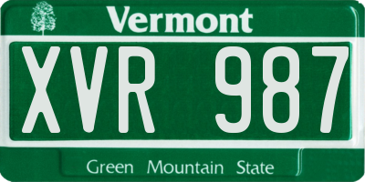 VT license plate XVR987