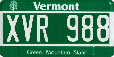 VT license plate XVR988