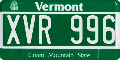 VT license plate XVR996