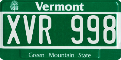VT license plate XVR998