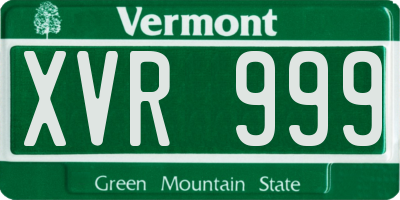 VT license plate XVR999
