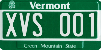 VT license plate XVS001
