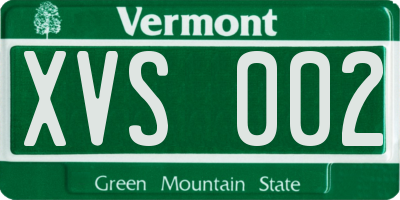 VT license plate XVS002