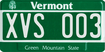 VT license plate XVS003