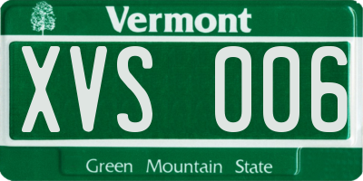 VT license plate XVS006