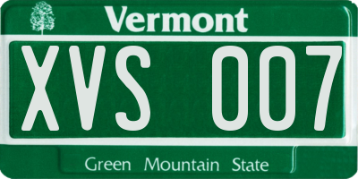 VT license plate XVS007