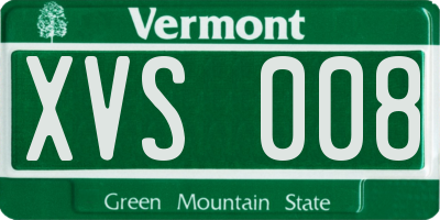 VT license plate XVS008