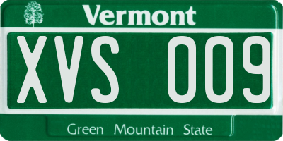 VT license plate XVS009