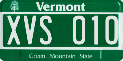 VT license plate XVS010