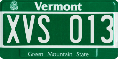 VT license plate XVS013