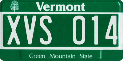 VT license plate XVS014