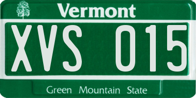 VT license plate XVS015