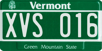 VT license plate XVS016