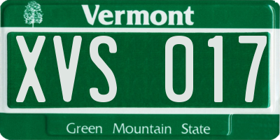 VT license plate XVS017