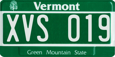 VT license plate XVS019